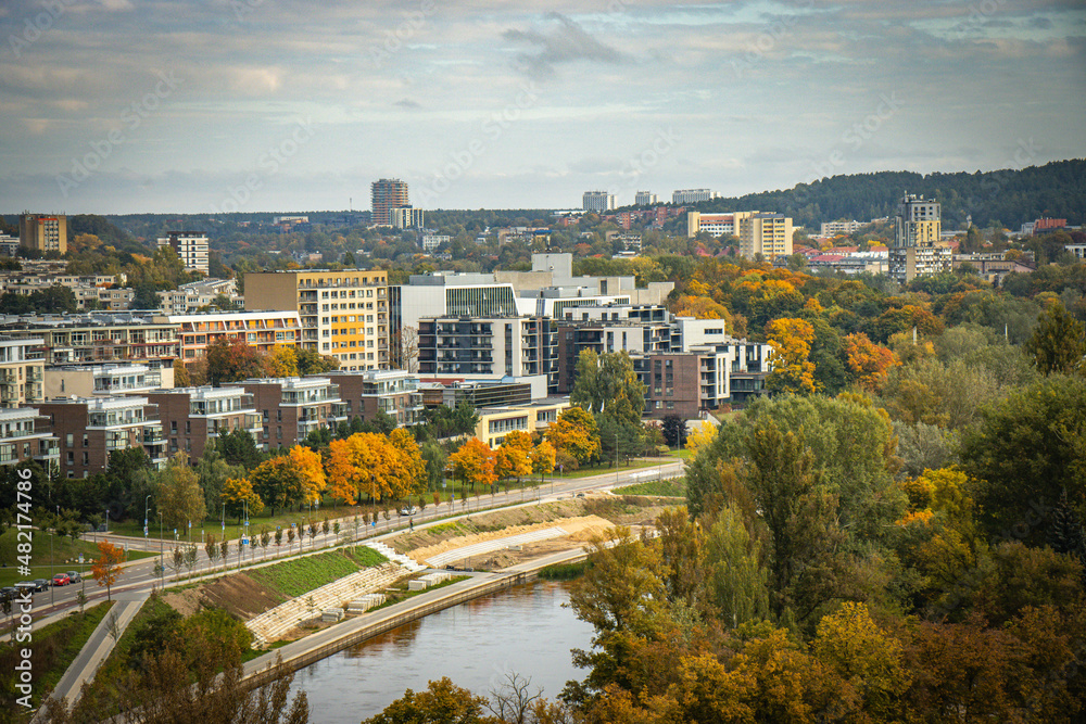 Obraz premium panorama, vilnius, lithuania, baltic countries, baltics, europe, autumn