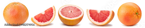 Grapefruit collection. Grapefruit isolated on white background. Grapefruit macro. With clipping path