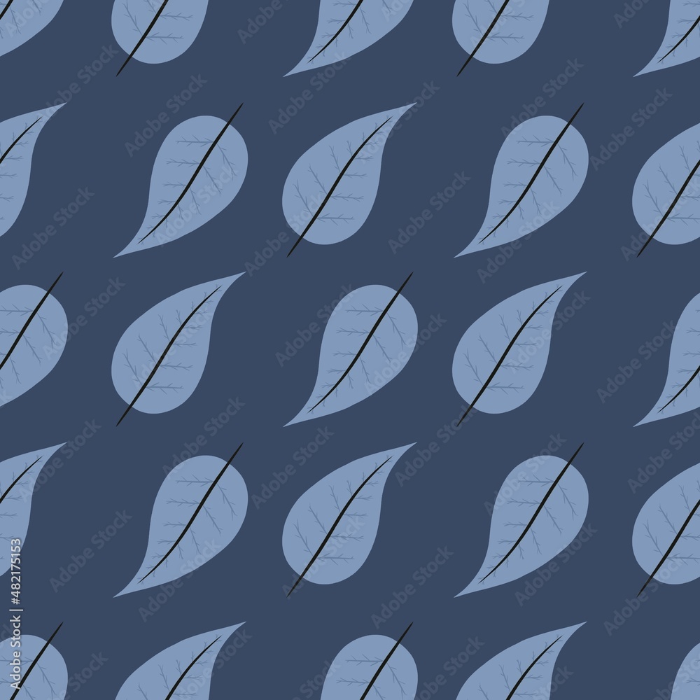 simple cute floral pattern - beautiful little blue leaves of a plant