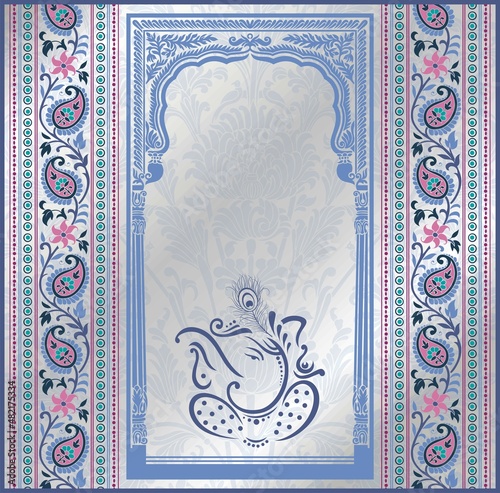 Ganesha, wedding card, royal Rajasthan, India	