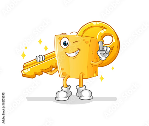 cheese carry the key mascot. cartoon vector
