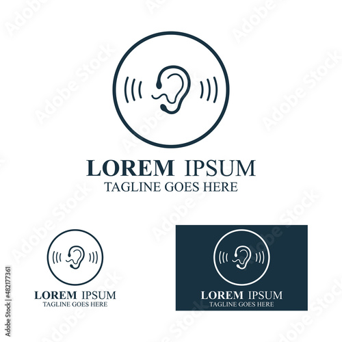 sense of  hearing or ear  icon logo vector design template illustration