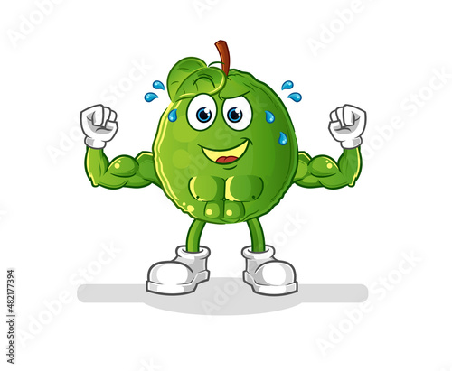 guava muscular cartoon. cartoon mascot vector