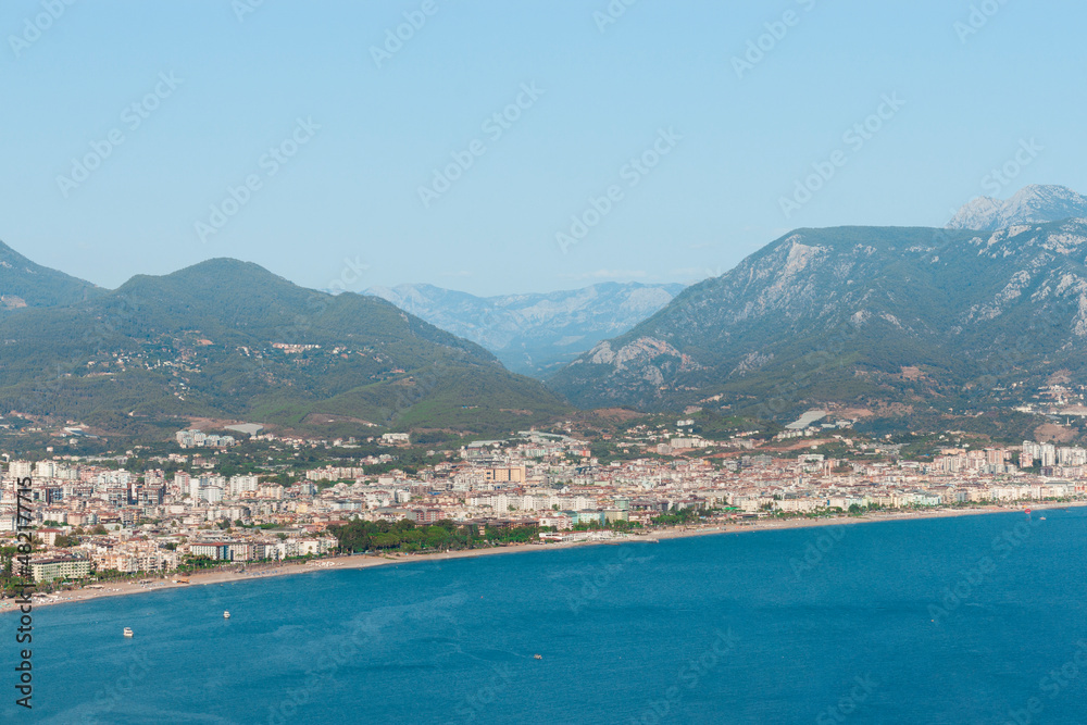 Turkey: view of the city in the mountains and the sea