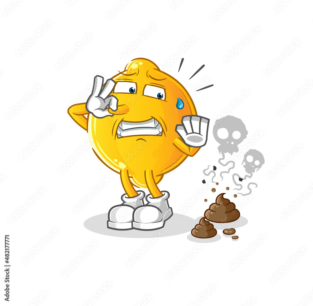 lemon with stinky waste illustration. character vector
