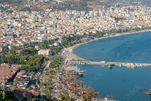 turkey: view of the city and the the sea with lots of houses and mountains