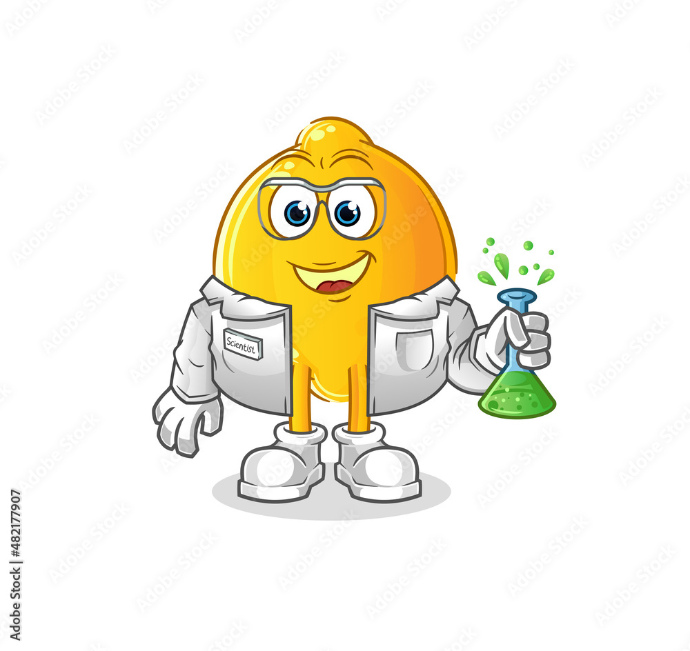 lemon scientist character. cartoon mascot vector