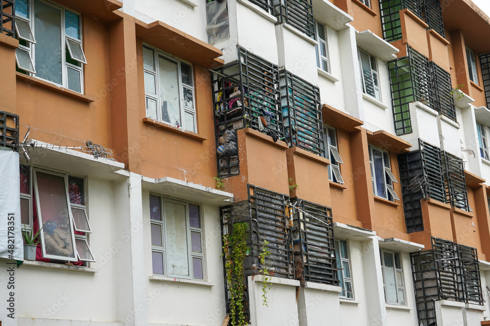Fototapeta premium Hotels, apartments, flats are places to live for people in big cities where land prices are very limited and expensive.