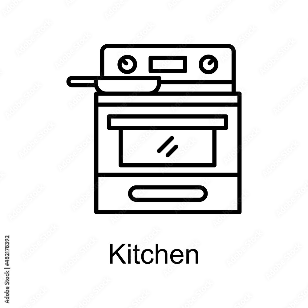 Kitchen vector Outline Icon Design illustration. Home Improvements Symbol on White background EPS 10 File Kitchen vector Outline Icon Design illustration. Home Improvements Symbol on White background EPS 10 File