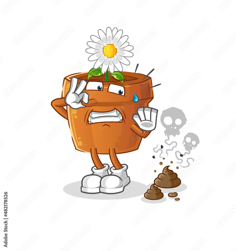 flower pot with stinky waste illustration. character vector flower pot with stinky waste illustration. character vector