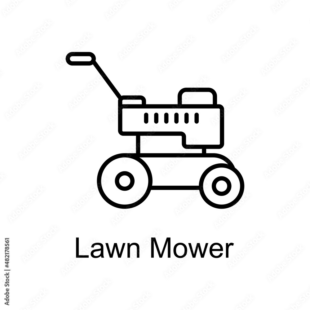 Lawn Mower vector Outline Icon Design illustration. Home Improvements Symbol on White background EPS 10 File Lawn Mower vector Outline Icon Design illustration. Home Improvements Symbol on White background EPS 10 File