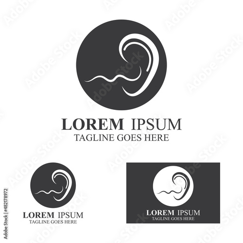 sense of  hearing or ear  icon logo vector design template illustration