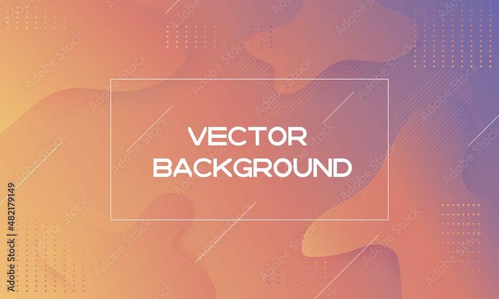 Vector abstract background with trendy colors, shapes and lines for design. Dynamic background with gradient and blend