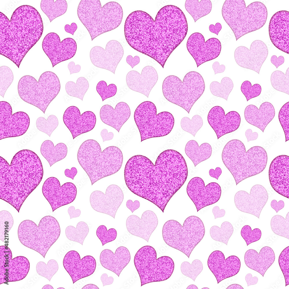 Pink and white Heart on seamless background