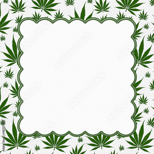 Weed border with green cannabis on white