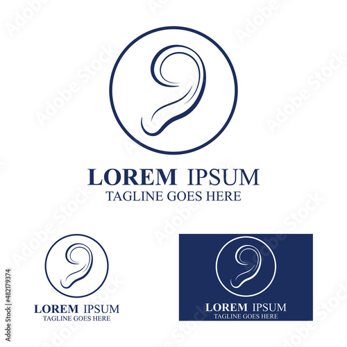 sense of hearing or ear icon logo vector design template illustration