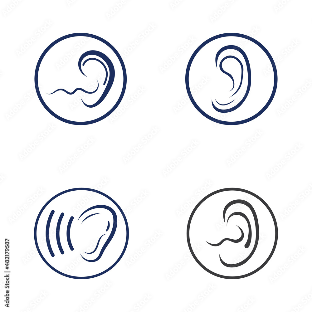 sense of  hearing or ear  icon logo vector design template illustration