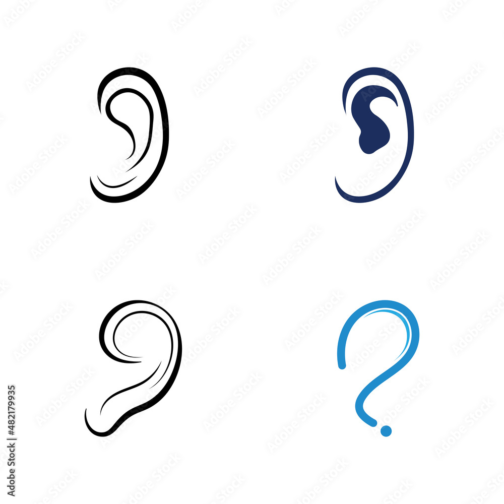 sense of  hearing or ear  icon logo vector design template illustration