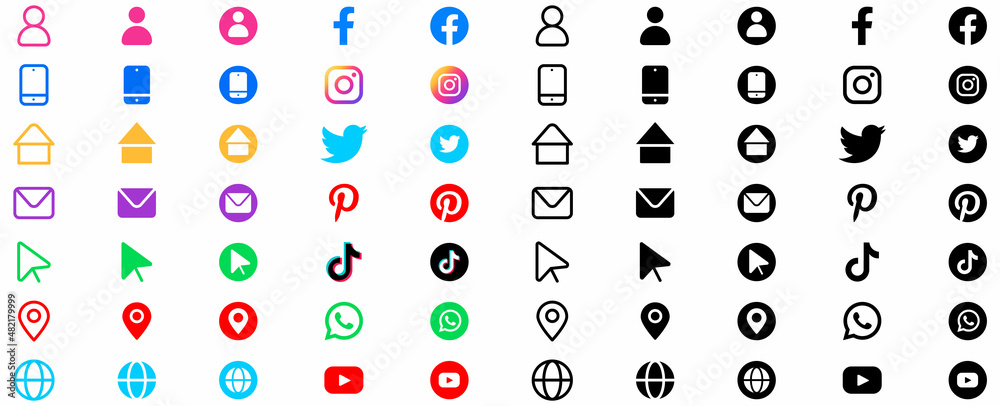 Social Media icon for all types company and advertising agency and graphic design project, Best icons for any design - obrazy, fototapety, plakaty 