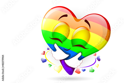 Cute cartoon rainbow LGBT heart. Love yourself concept.