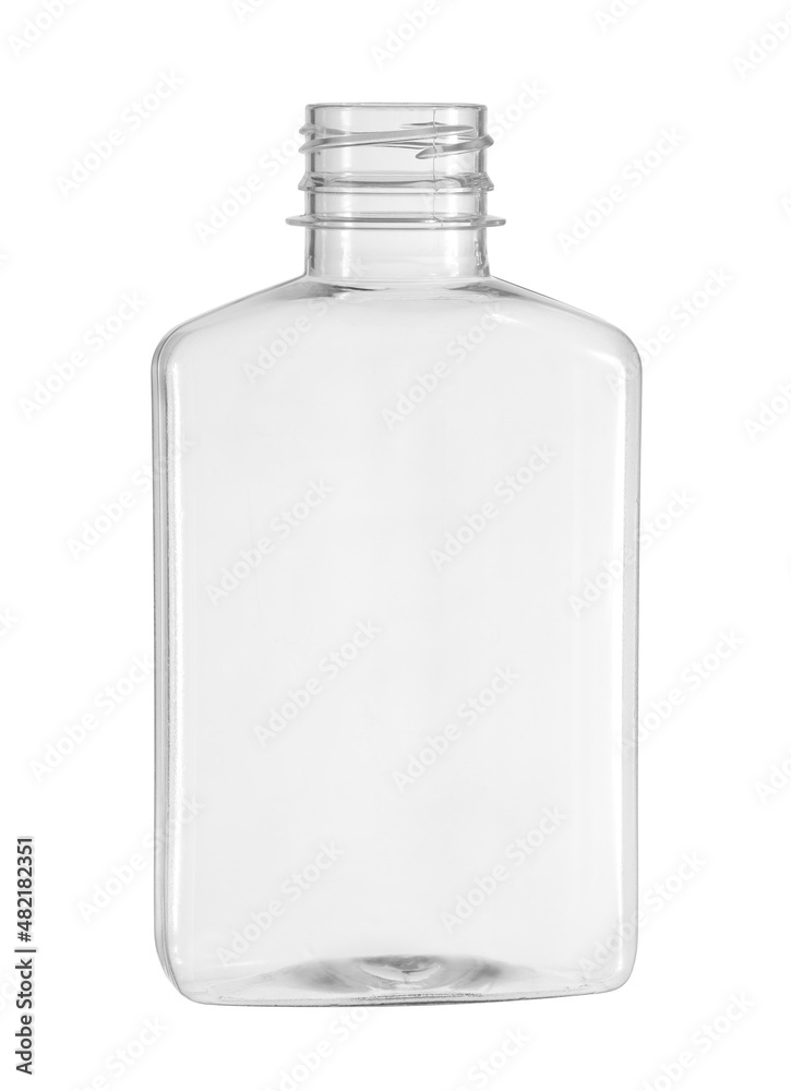 Plastic flat bottle disposable (with clipping path) isolated on white background Plastic flat bottle disposable (with clipping path) isolated on white background
