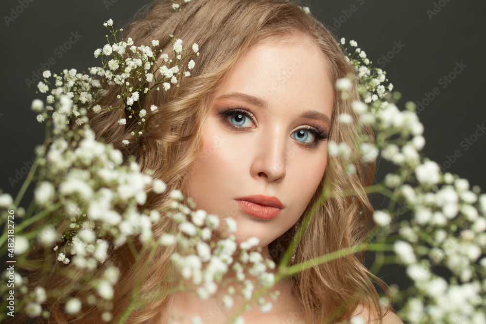 Young female model portrait. Beautiful face close up