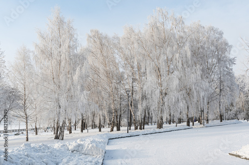 Beautiful city landscape in snowy winter  © fizke7