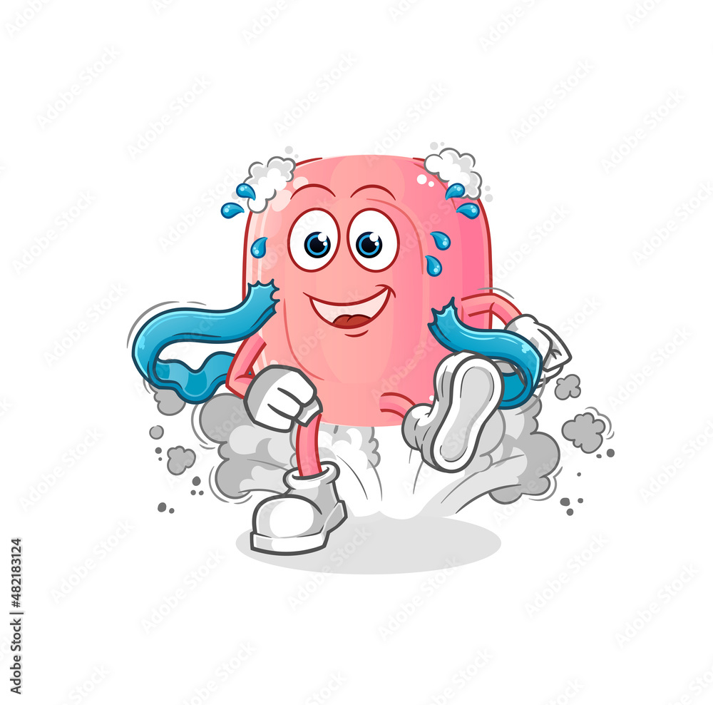 soap runner character. cartoon mascot vector