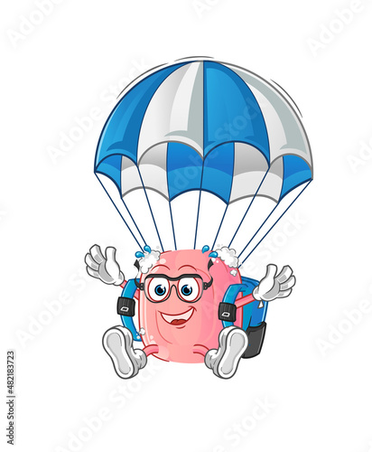 soap skydiving character. cartoon mascot vector