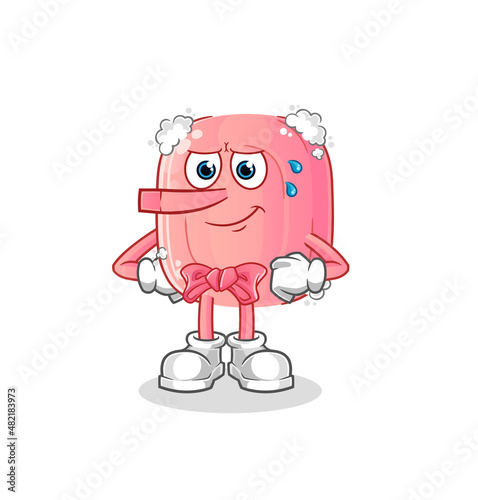 soap lie like Pinocchio character. cartoon mascot vector