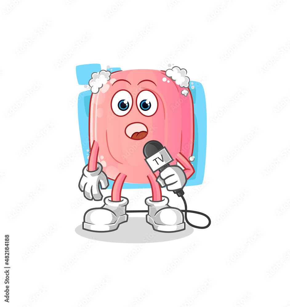 soap tv reporter cartoon. cartoon mascot vector