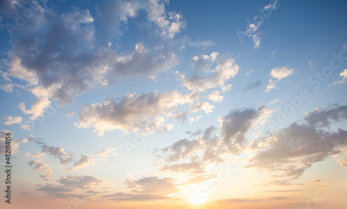 Fototapeta Naklejka Na Ścianę i Meble -  Sunset or sunrise sky with clouds, beautiful nature background