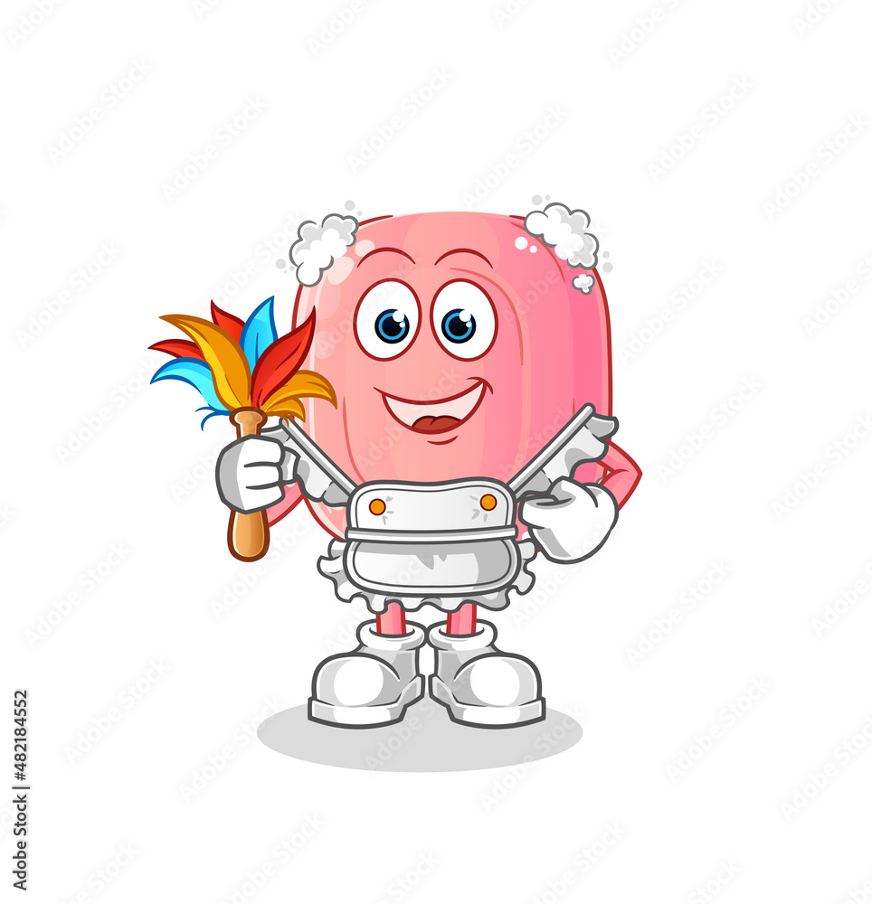 soap maid mascot. cartoon vector