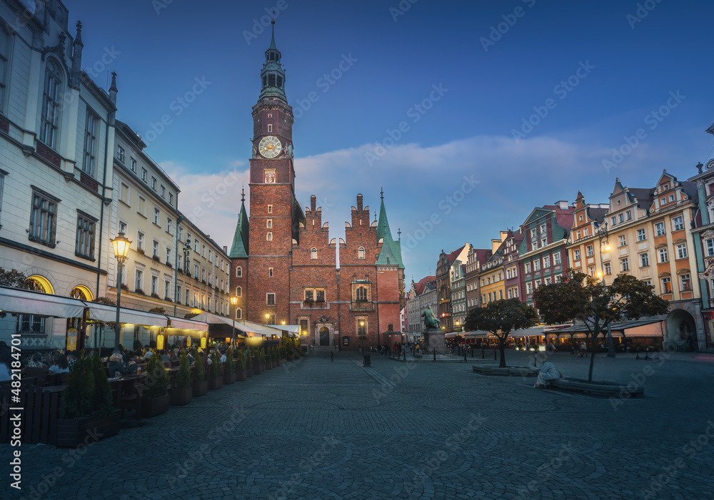 Old Town Hall at Market Square at night - Wroclaw, Poland