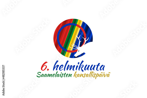 Translation: February 6, National Day of Sami. vector illustration. Suitable for greeting card, poster and banner.