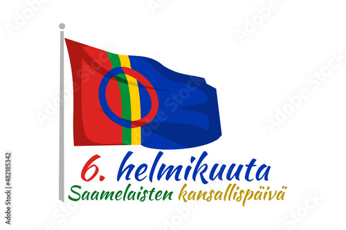 Translation: February 6, National Day of Sami. vector illustration. Suitable for greeting card, poster and banner.