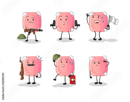 soap troops character. cartoon mascot vector