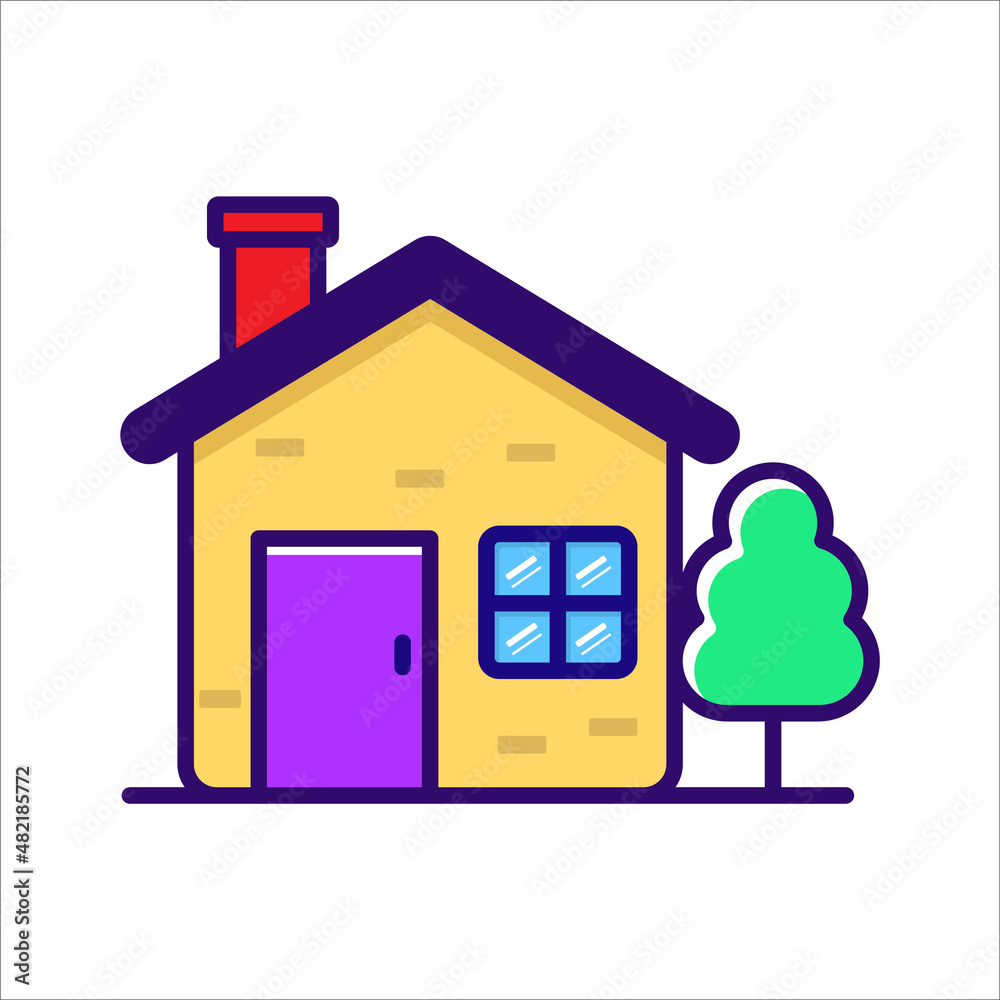 Simple house building vector illustration isolated on white background. House icon with colorful design Simple house building vector illustration isolated on white background. House icon with colorful design
