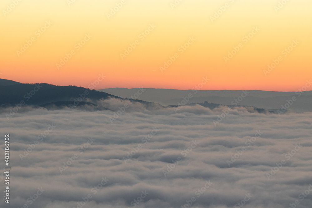 Sea of clouds over the Monts du Lyonnais - Lyon France Sea of clouds over the Monts du Lyonnais - Lyon France