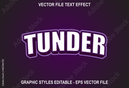 tunder text effect with purple color. sports style text effect design. photo