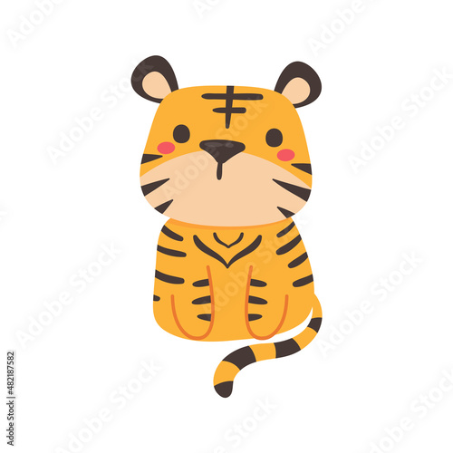 Fototapeta Naklejka Na Ścianę i Meble -  Cartoon Tiger for 2022 Year of the Tiger Chinese New Year card decoration.