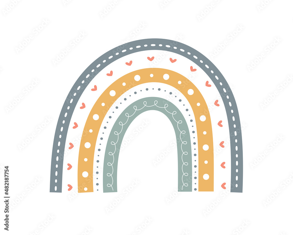 scandinavian rainbow cute greeting card elements isolated on a white background scandinavian rainbow cute greeting card elements isolated on a white background