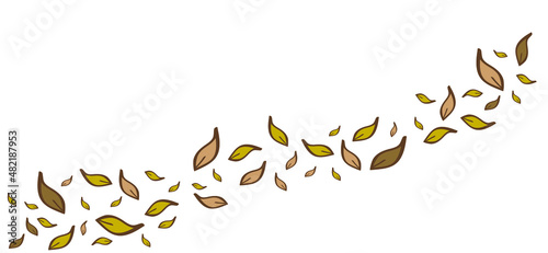Cartoon nature plant concept logo. Three leaves brown leaf background pattern ecology element. Vector flying or falling leaves icon or pictogram. Autumn time.