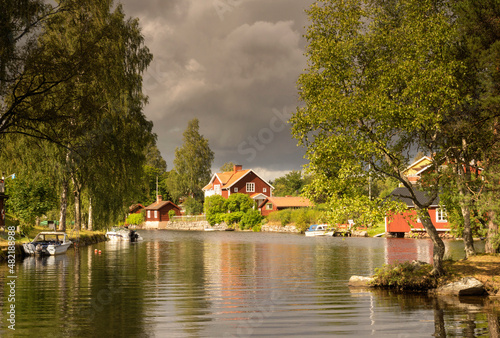Dark sky over the Swedish village Sundborn photo