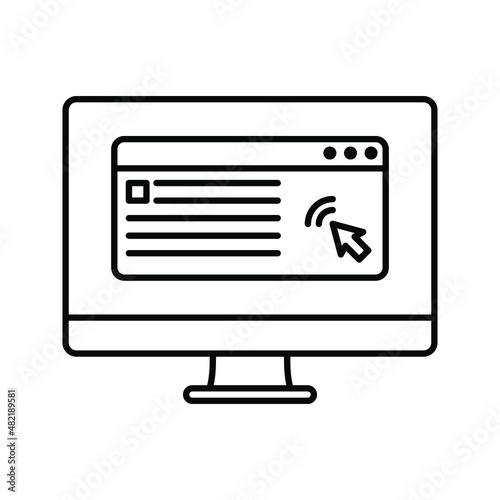 Website icon, isolated. Flat design. Monitor with website sign. vector illustration
