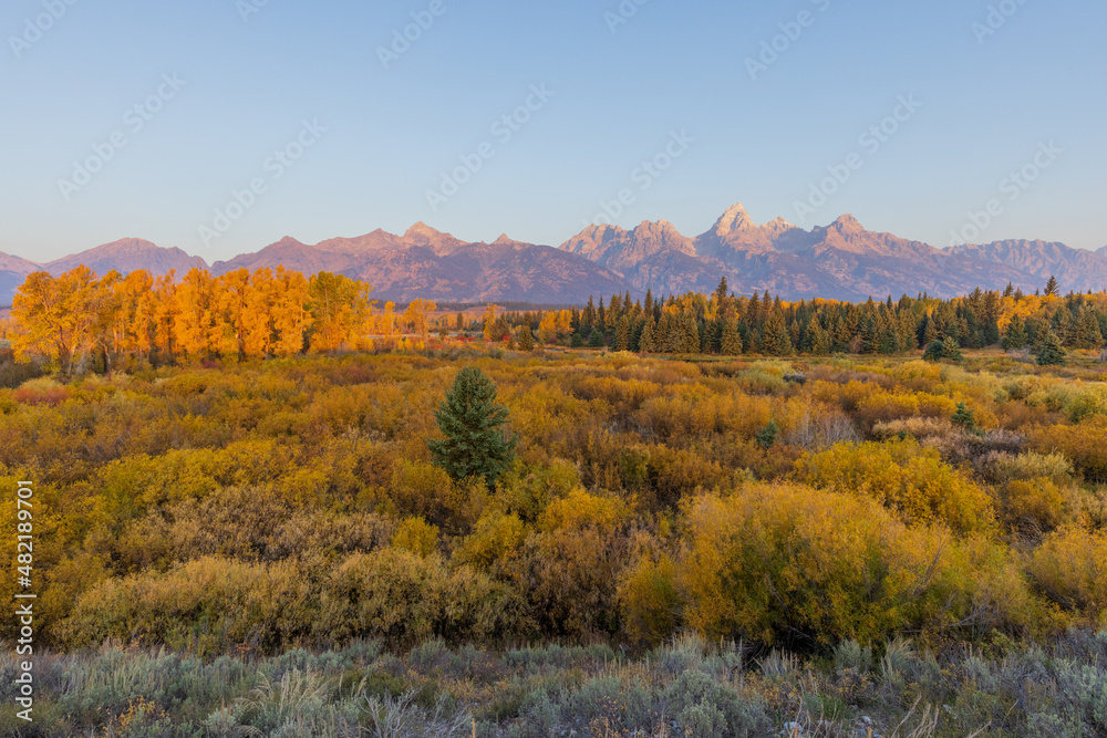 Scenic Autumn Landscape in Grand Teton National Park Wyoming