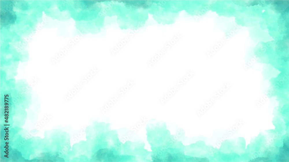 frame of cyan abstract watercolor painting background vector