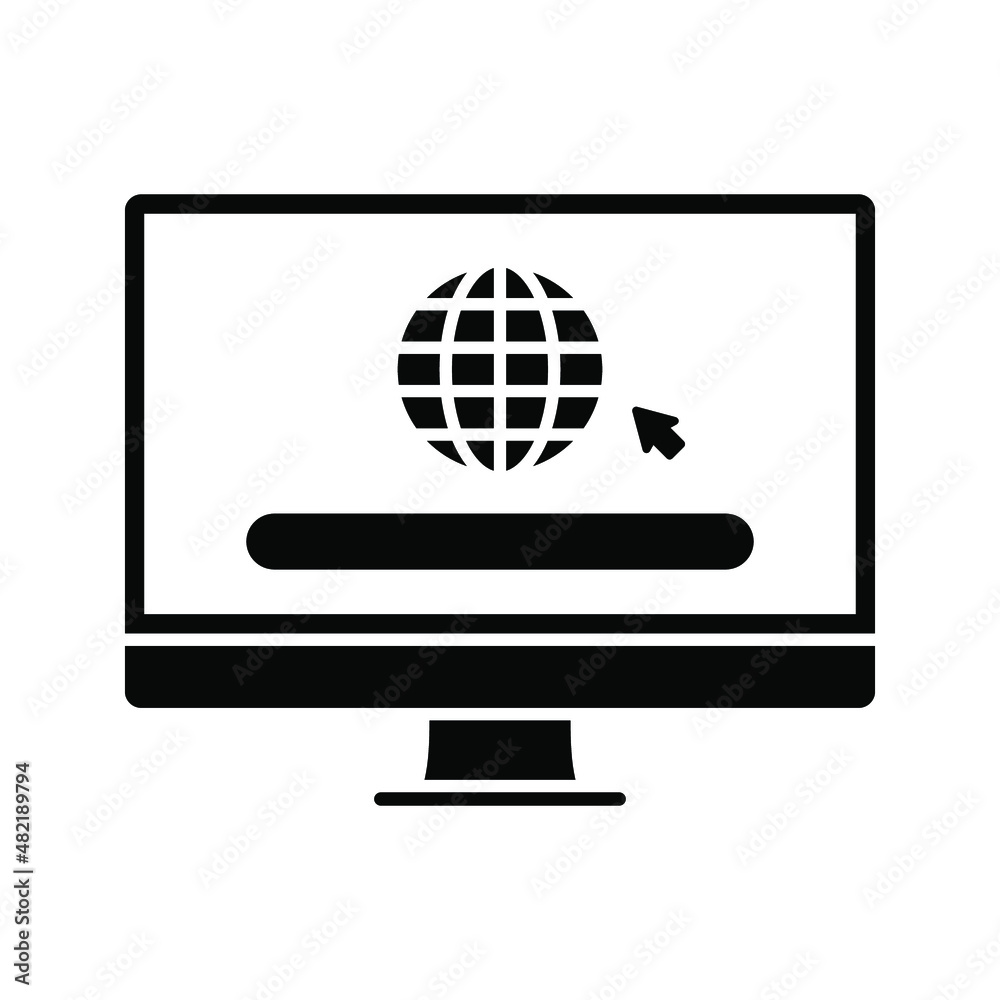 Website icon, isolated. Flat design. Monitor with website sign. vector illustration Website icon, isolated. Flat design. Monitor with website sign. vector illustration