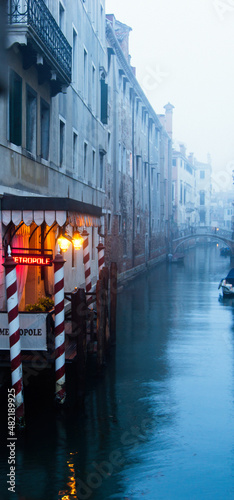 Venetian canal in the fog