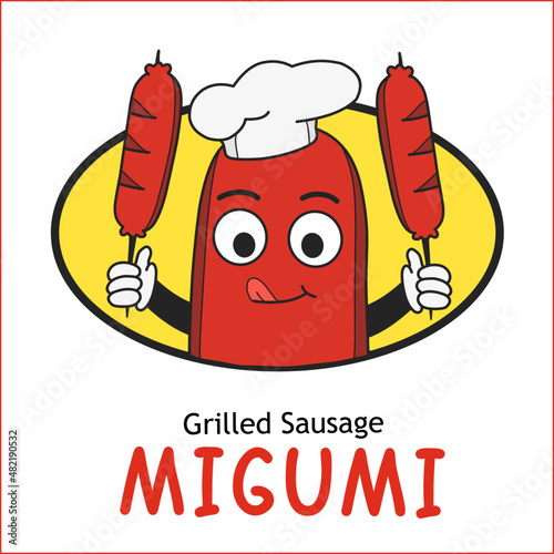 illustration of sausage on a sausage grill